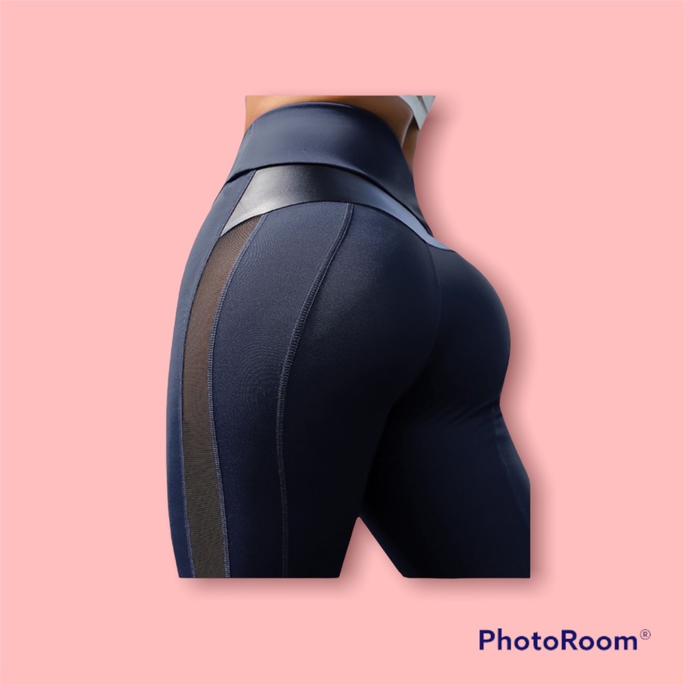 Navy Blue Active Shape Wear size Medium leather trim